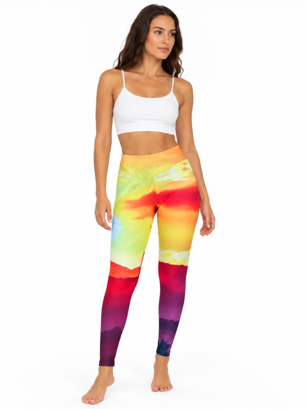 Vibrant Sunset High-Waist Leggings - Multicolor Mountain XL MELLIVORA Colorado